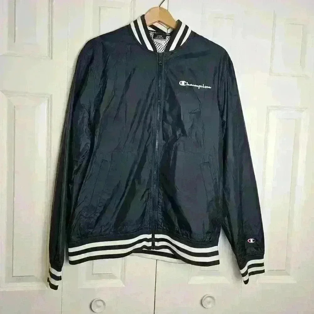 Champion Navy and White Windbreaker Jacket Men's Size Large